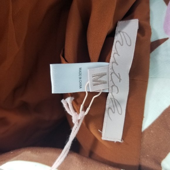 Hutch by Anthropologie Floral Wrap Mini Skirt Brown Motif Tie Wrap Dress NWT - Picture 5 of 6